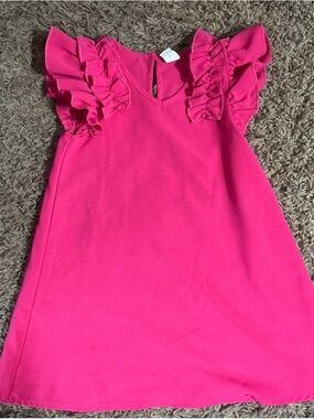SHEIN Hot Pink Ruffle Sleeve Girls Casual Dress